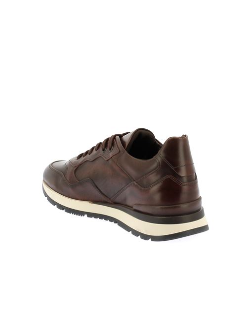 sneakers da uomo in pelle marrone con suola bicolore e plantare estraibile NERO GIARDINI | I400413U412